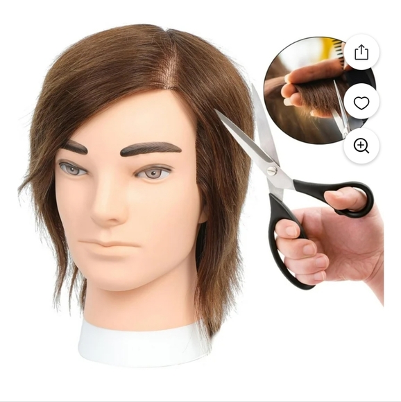 Cosmetology Male Mannequin Human Hair Head - Picture 1 of 3